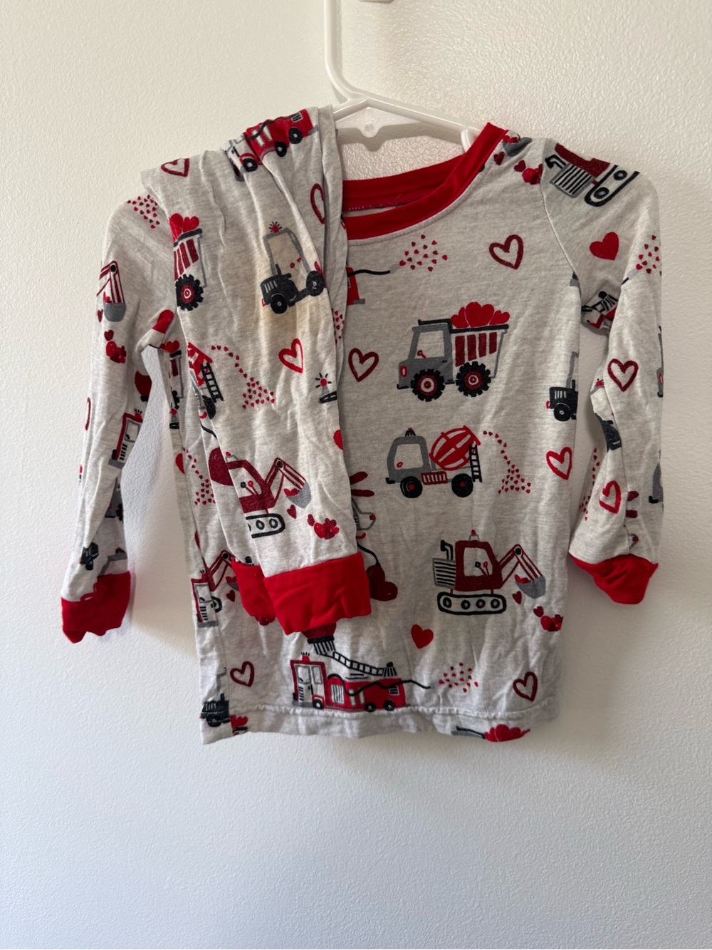 Little Sleepies Red and Gray Valentines Construction Print Pajama Set